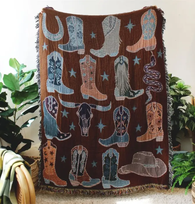 Blanket | Recycled Cotton/Acrylic | Howdy Cowgirl Tapestry