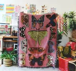 Blanket | Recycled Cotton/Acrylic | Moth Still Life | Pink