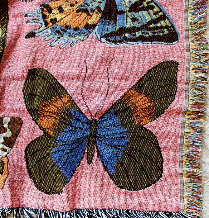 Blanket | Recycled Cotton/Acrylic | Moth Still Life | Pink