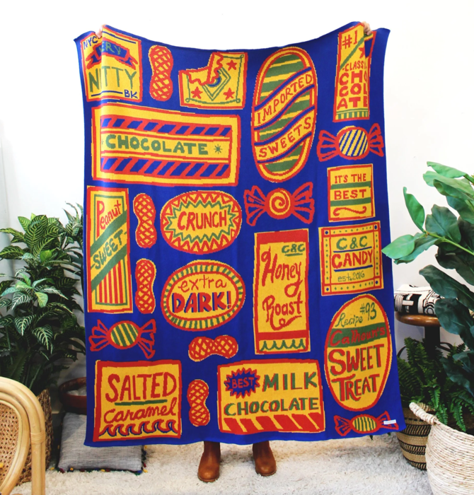 Blanket | Recycled Cotton/Acryclic | Sweet Treats | Blue/Yellow/Red/Green