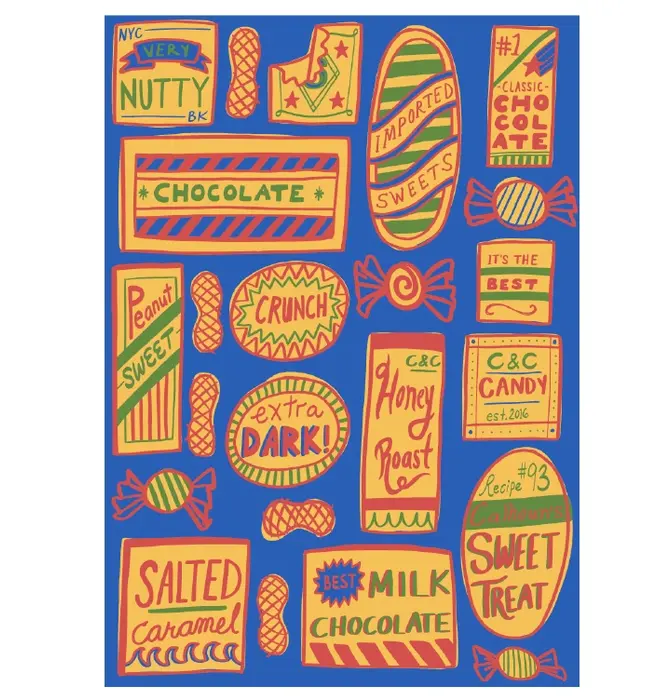Blanket | Recycled Cotton/Acryclic | Sweet Treats | Blue/Yellow/Red/Green