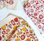 Tea Towel | Screen Printed | Cheese Shop | Yellow/Red/Brown