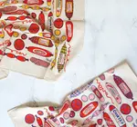 Tea Towel | Screen Printed | Meat Shop | Red/Yellow/Brown