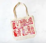 Tote Bag/Zipper Closure | Howdy Cowgirl | Pink/Red