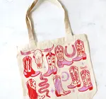 Tote Bag/Zipper Closure | Howdy Cowgirl | Pink/Red