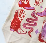 Tote Bag/Zipper Closure | Howdy Cowgirl | Pink/Red