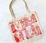 Tote Bag/Zipper Closure | Howdy Cowgirl | Pink/Red