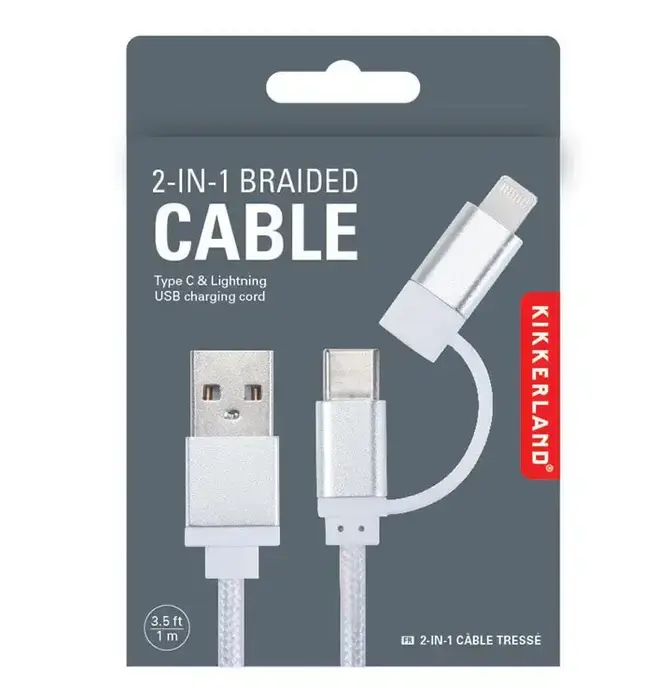 Cable | 2-in-1 Braided | Silver