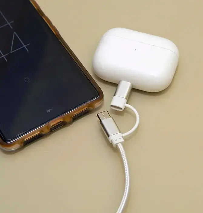 Cable | 2-in-1 Braided | Silver