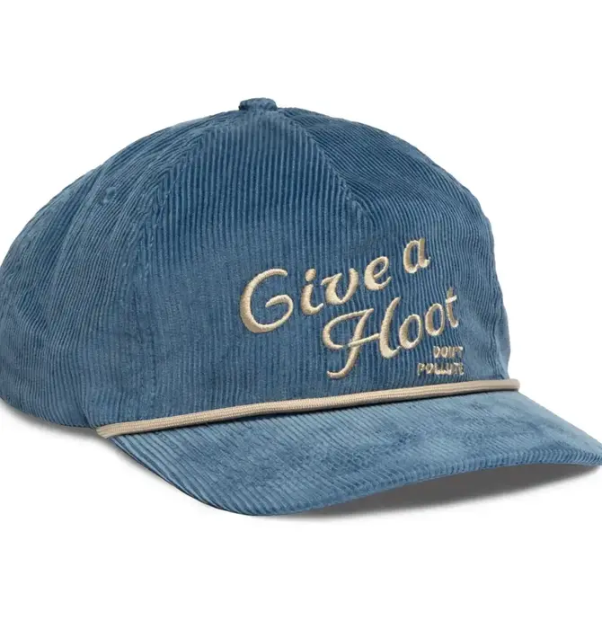 Hat | 5-Panel Corduroy | Give A Hoot, Don't Pollute | Blue