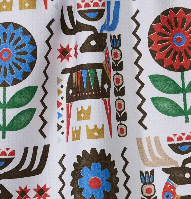 Tea Towel | Microfiber Holiday | Folk Deer