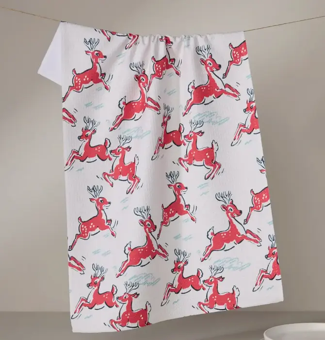Tea Towel | Microfiber Holiday | Prancing Reindeer