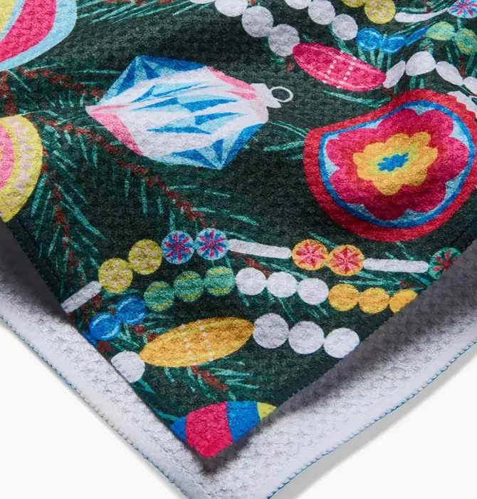 Tea Towel | Microfiber Holiday | Shiny Ornaments