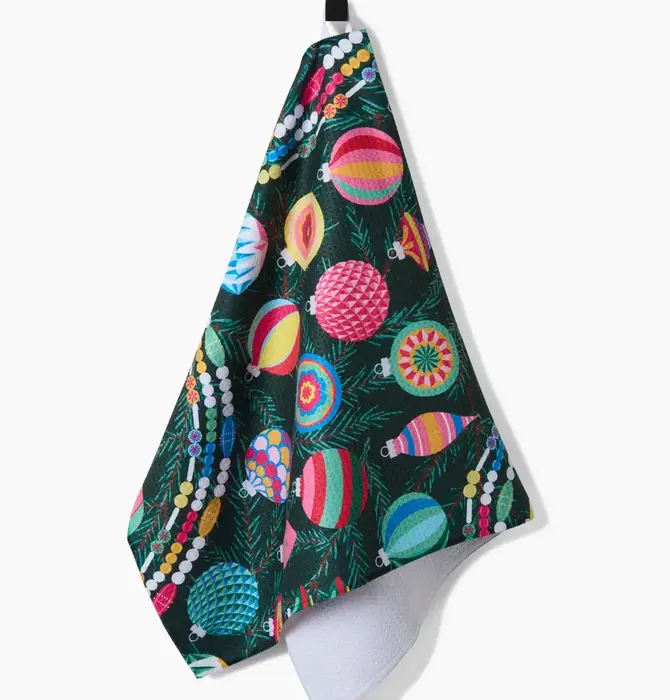 Tea Towel | Microfiber Holiday | Shiny Ornaments