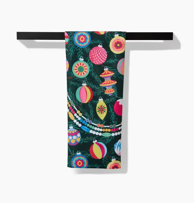 Tea Towel | Microfiber Holiday | Shiny Ornaments