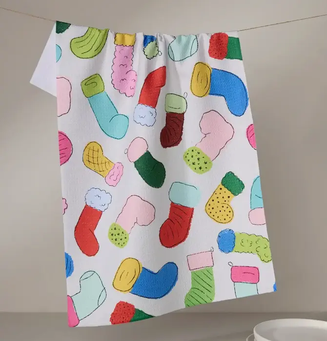 Tea Towel | Microfiber Holiday | Silly Stockings