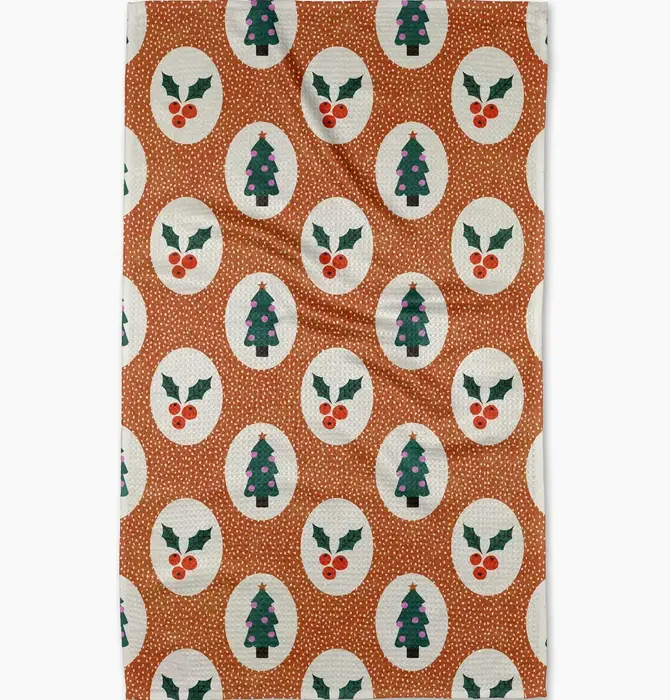 Tea Towel | Microfiber Holiday | Vintage Holly