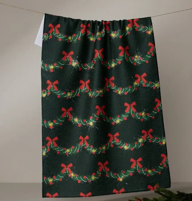 Tea Towel | Microfiber Holiday | Yuletide Garland