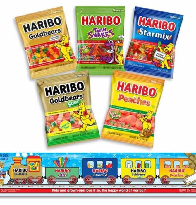 Candy | Haribo Holiday Train Gift Box | 8 Bags