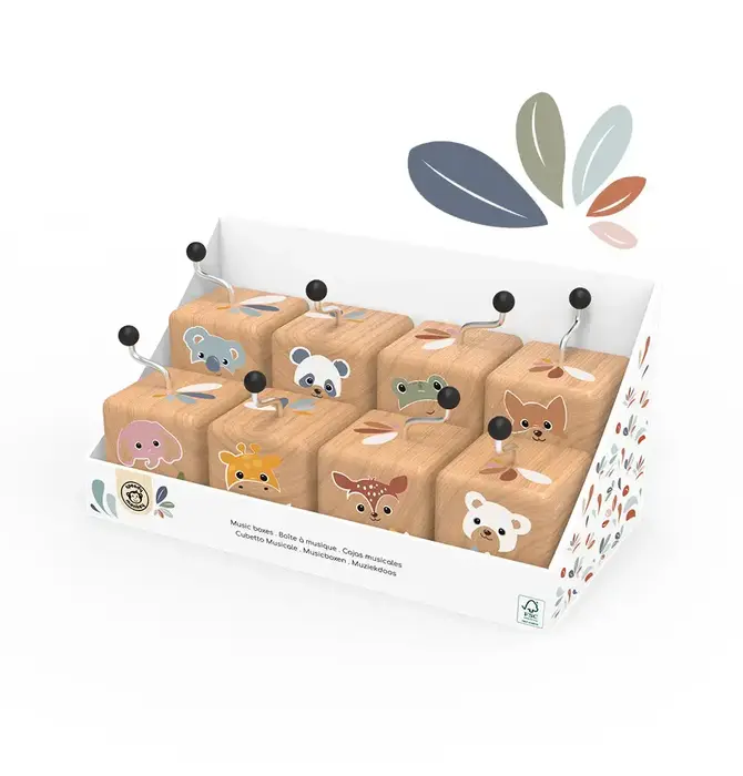 Toy | Music Box Wooden | Animal Faces