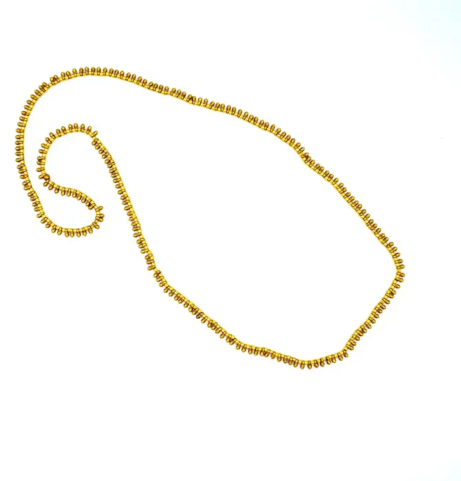 Necklace | Beaded Droplet | Brass | 28"