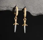 Earrings | Huggie Hoops | Mixed Metal Daggers
