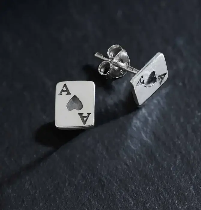 Earrings Set | Sterling Ace of Hearts Stud