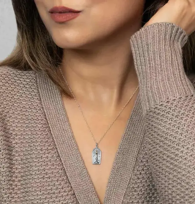 Necklace | Sterling Candle | Bronze Flame | 18"