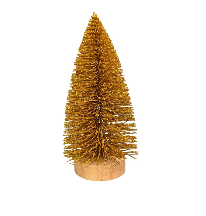 Tree | Sisal Bottle Brush | Gold Glitter