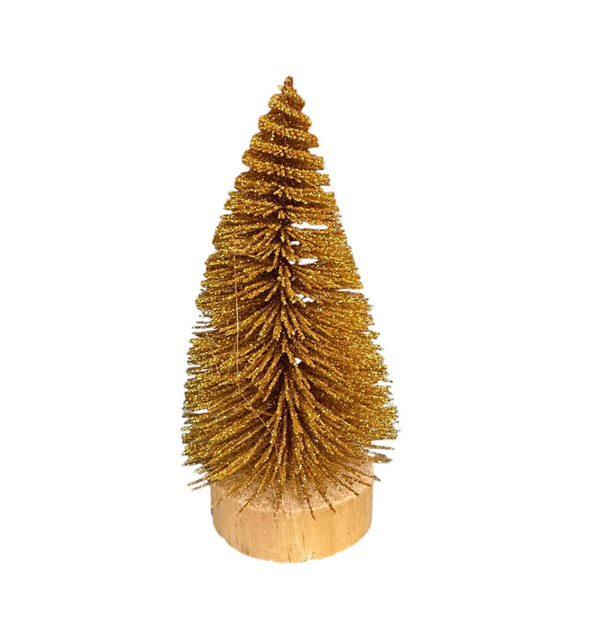 Tree | Sisal Bottle Brush | Gold Glitter