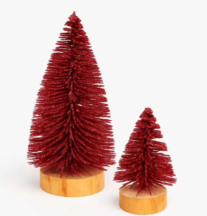 Tree | Sisal Bottle Brush | Red Glitter