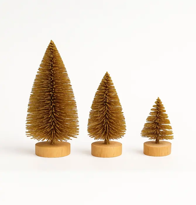 Tree | Sisal Bottle Brush | Gold Glitter