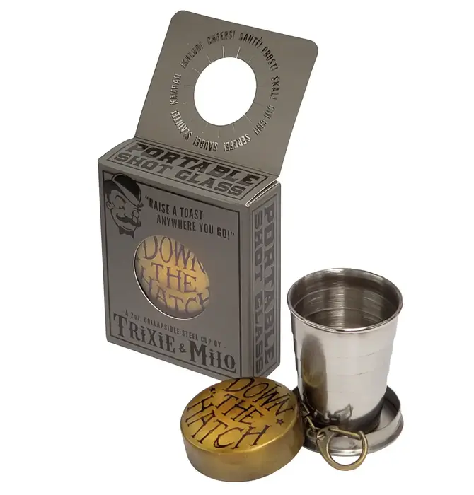 Shot Glass | Collapsible | "Down the Hatch"