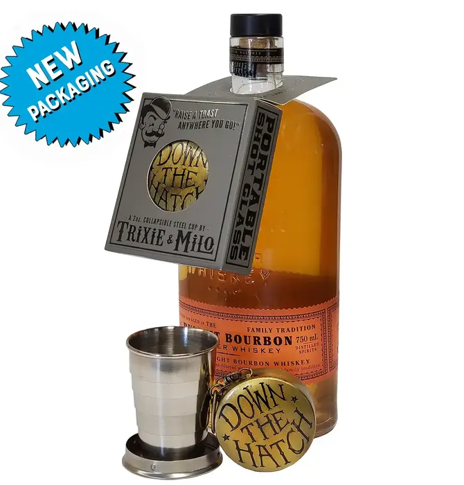 Shot Glass | Collapsible | "Down the Hatch"