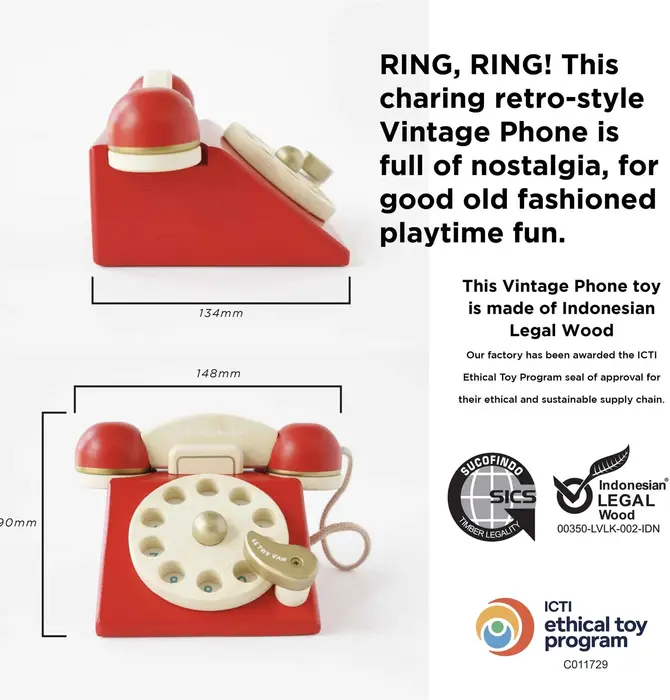 Toy | Vintage Phone | Classic Wooden