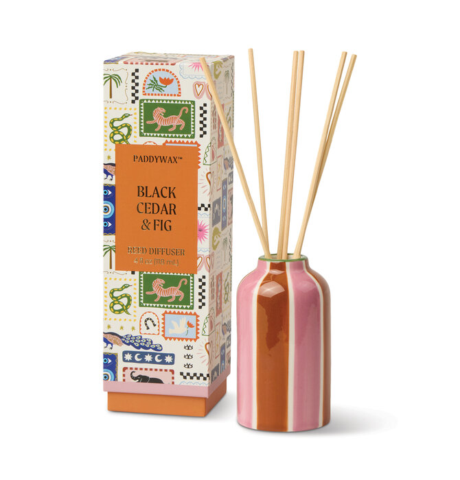 Diffuser | Black Cedar & Fig | A Dopo Orange + Pink Stripes