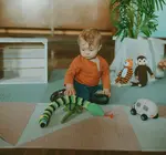 Toy | Crochet Rattle | Snake | Green & Black Stripe