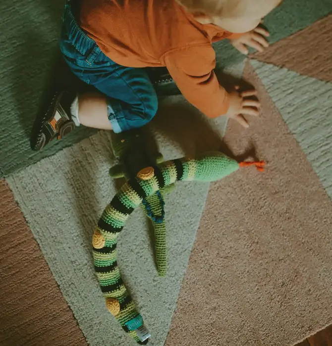 Toy | Crochet Rattle | Snake | Green & Black Stripe
