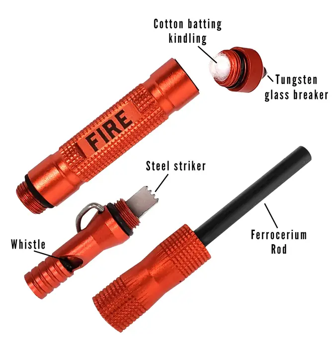 Pocket Tool | Fire Starter | Whistle & Glass Breaker