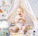 Toy Box | Buildings Blocks + Stacking Rabbit + Chick Puzzle + Pull-Along Hedgehog