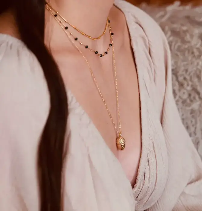 Necklace | Acorn Charm | 20" Chain | 14KGP