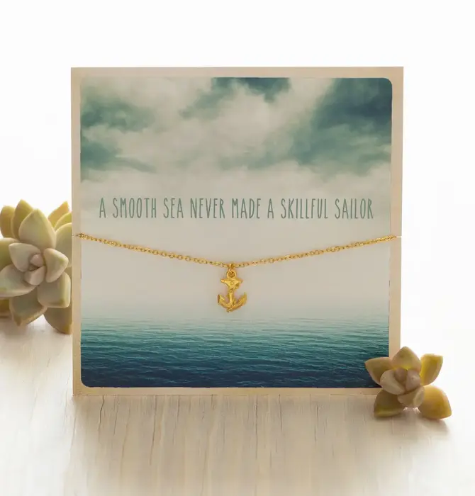 Necklace | Carded Gift | 18" Gold Plate | Anchor
