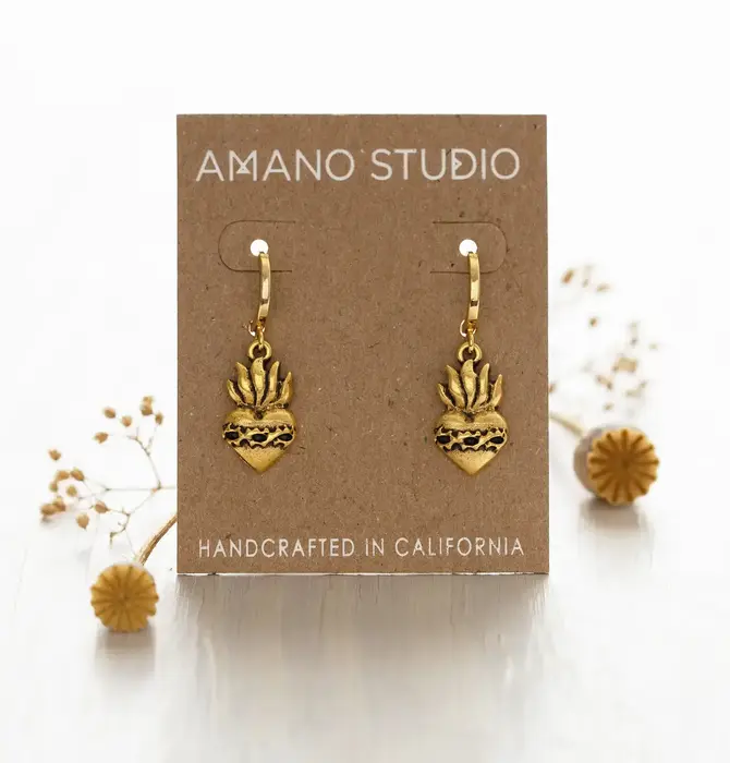 Earrings | Huggie Hoops | Corazon Sagrado | 14KGP