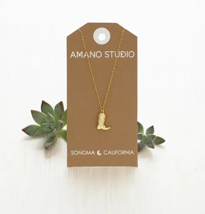 Necklace | Cowboy Boot Charm | 20" Chain | 14KGP