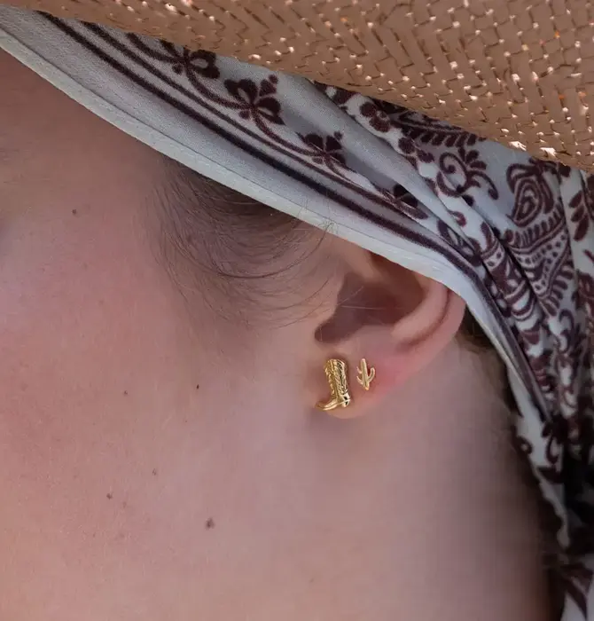 Earrings | Stud | Cowboy Boot | 14KGP