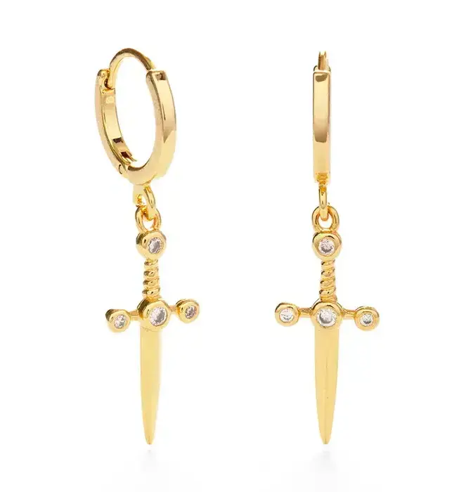 Earrings | Huggie Hoops | Dagger | 14KGP