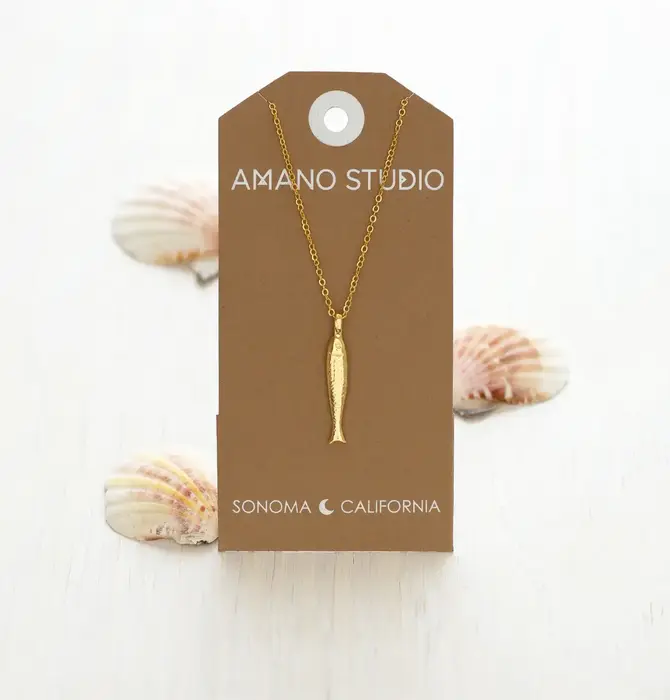 Necklace | Fish Charm | 20" Chain | 14KGP