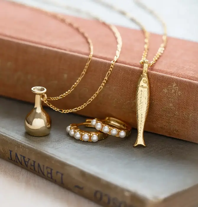 Necklace | Fish Charm | 20" Chain | 14KGP