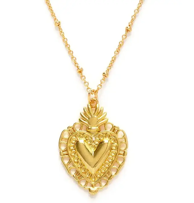Necklace | Flame of Love Heart | 18" Chain | 14KGP