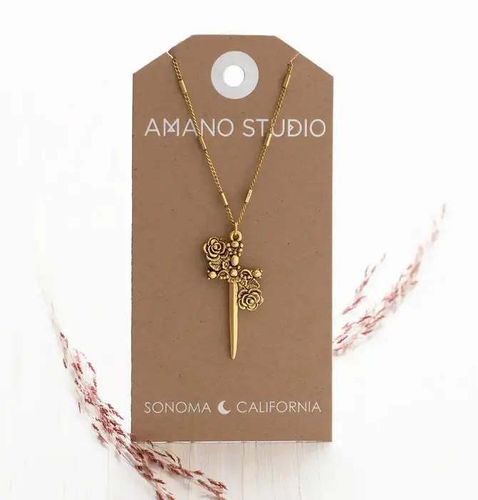 Necklace | Gothic Romance Dagger | 20" Chain | 14KGP